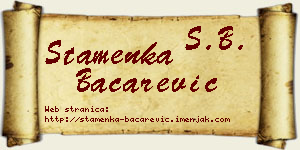 Stamenka Bačarević vizit kartica